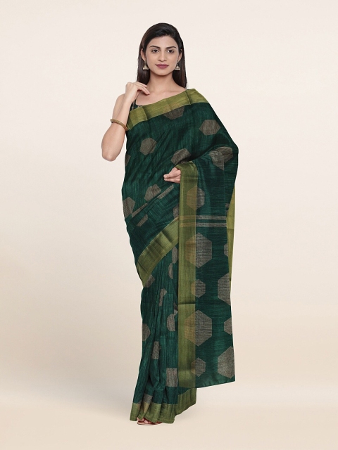 

Pothys Green & Beige Zari Printed Saree