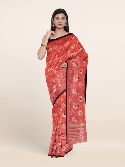 

Pothys Pink & Black Cotton Blend Saree
