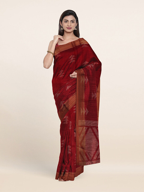 

Pothys Maroon & White Printed Zari Saree