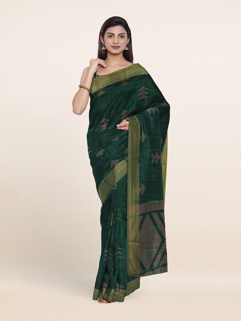 

Pothys Green & Beige Printed Zari Saree