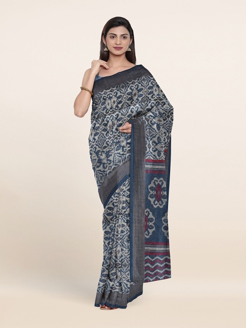 

Pothys Blue & White Floral Printed Saree
