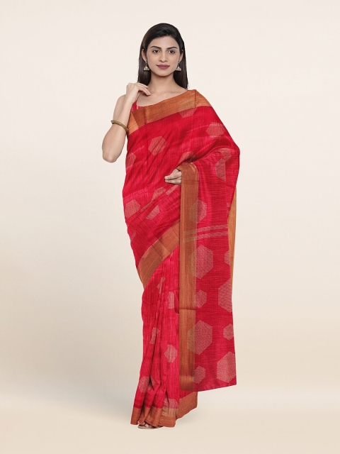 

Pothys Fuchsia Geometric Printed Saree