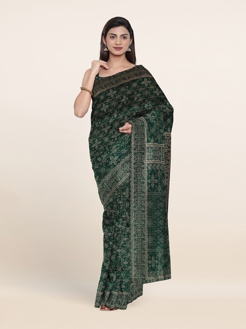 

Pothys Green & White Ethnic Motifs Saree