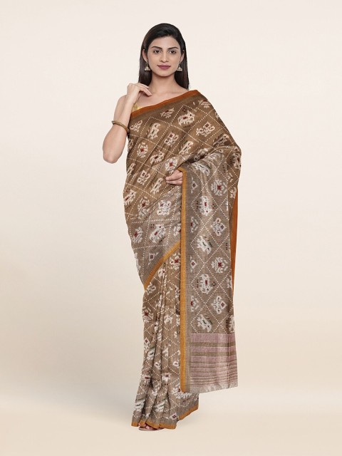 

Pothys Tan & White Ethnic Motifs Saree