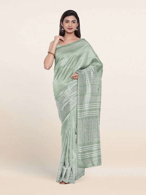 

Pothys Green & White Ethnic Motifs Saree