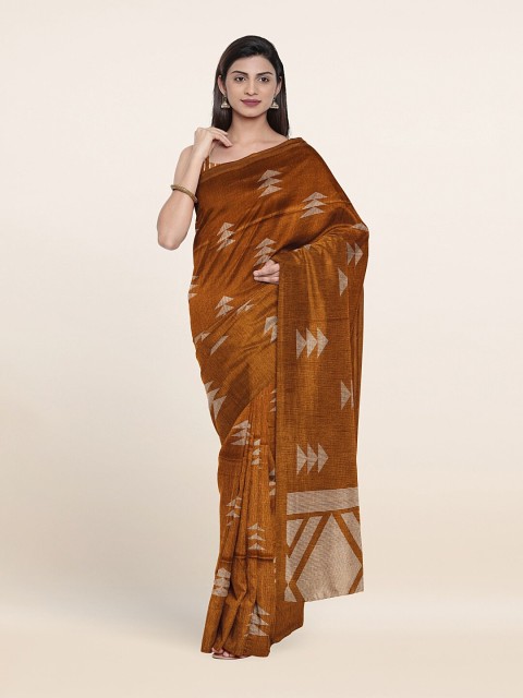 

Pothys Brown & White Woven Design Cotton Blend Saree