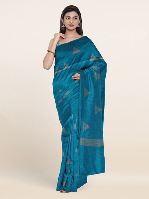 

Pothys Blue Cotton Blend Saree