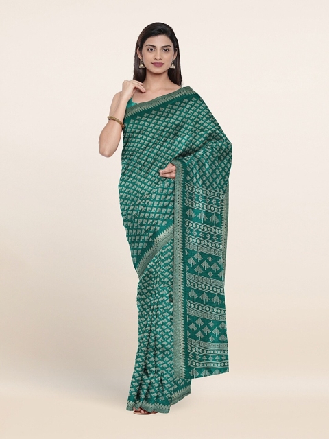 

Pothys Green & White Printed Saree