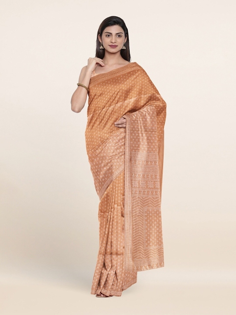 

Pothys Peach-Coloured & White Ethnic Motifs Printed Cotton Blend Saree
