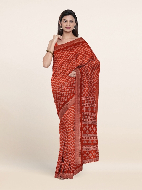 

Pothys Rust Orange & White Printed Saree