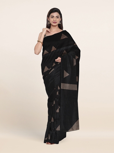

Pothys Black & White Geometric Printed Saree