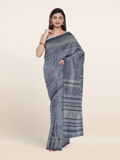

Pothys Blue & White Printed Saree