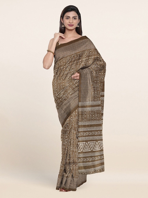 

Pothys Brown & White Geometric Printed Saree
