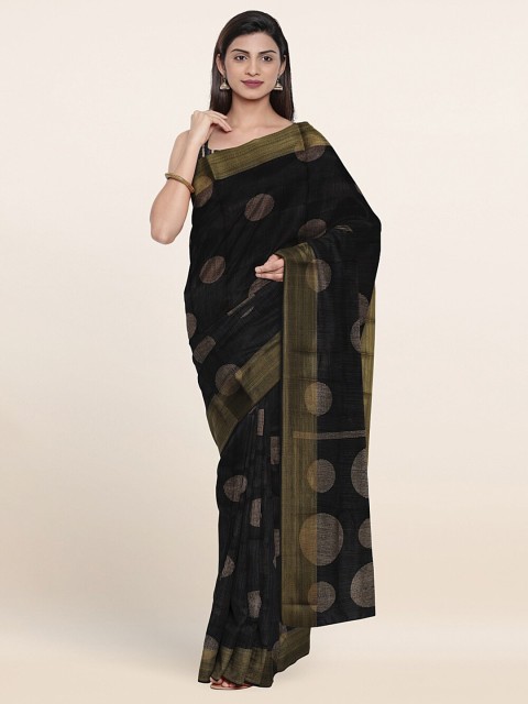 

Pothys Black & Tan Geometric Printed Zari Saree