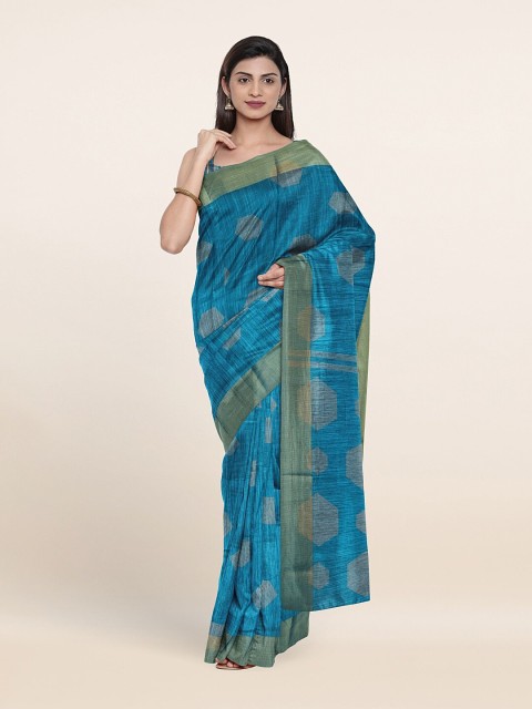 

Pothys Blue Zari Cotton Blend Saree