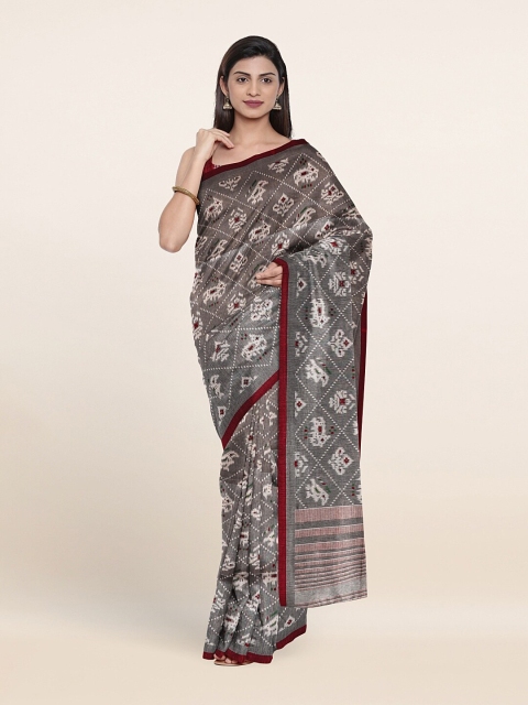 

Pothys Grey & White Ethnic Motifs Saree