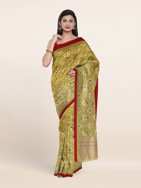 

Pothys Green & Red Ethnic Motifs Printed Cotton Blend Saree