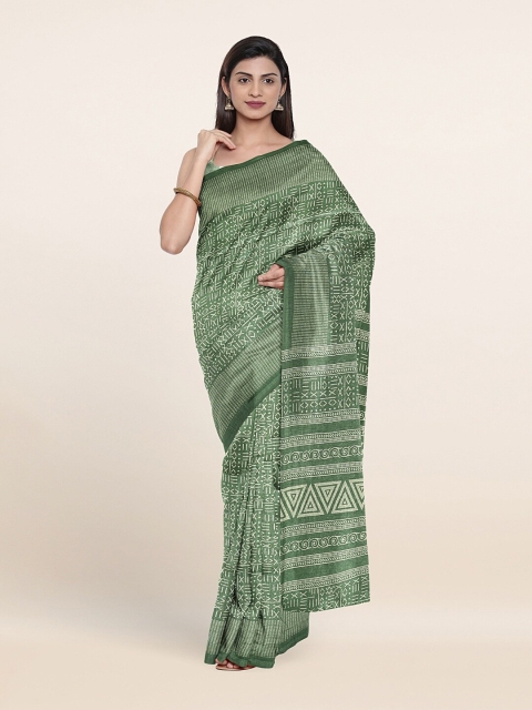 

Pothys Green & White Printed Saree