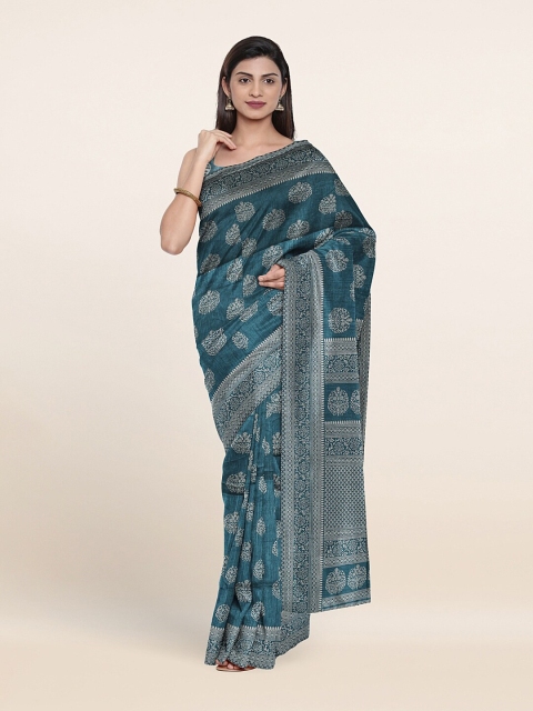 

Pothys Blue & Grey Ethnic Motifs Printed Saree