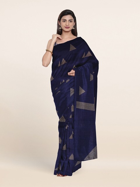 

Pothys Blue & White Geometric Printed Saree