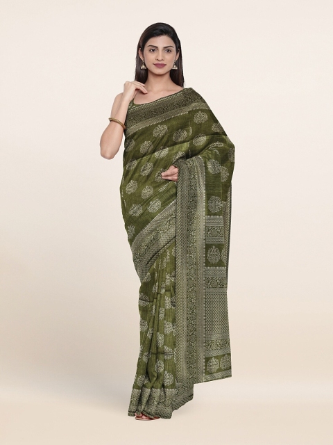 

Pothys Green & Beige Ethnic Motifs Saree
