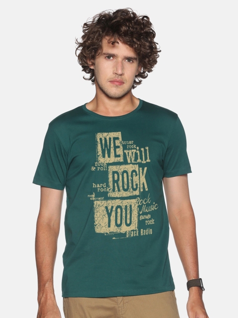 

BLACK RADIO Men Black Typography Printed Raw Edge Slim Fit T-shirt