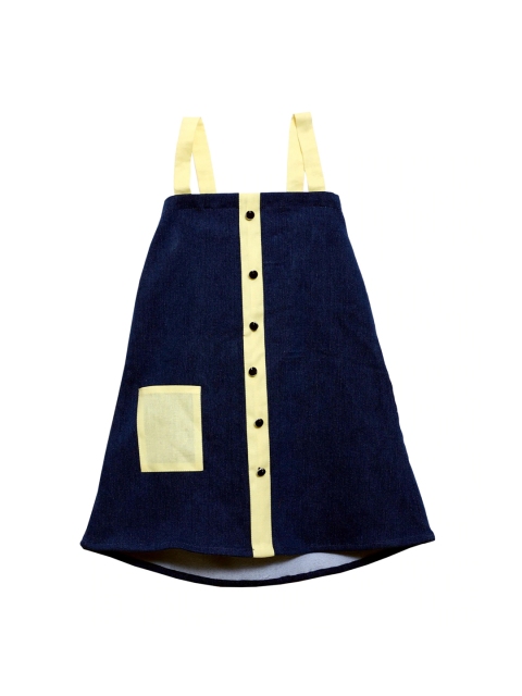 

Mish Organic Navy Blue & Yellow Denim A-Line Dress