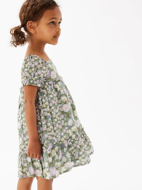 

Marks & Spencer Girls Floral A-Line Dress, Green