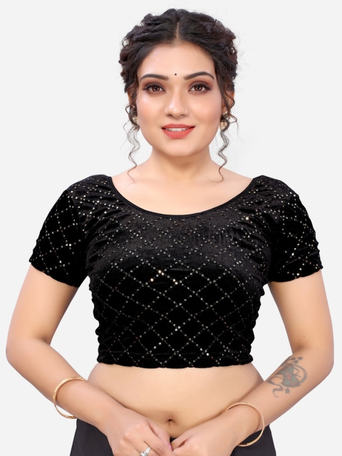 

SIRIL Women Black Sequence Saree Blouse