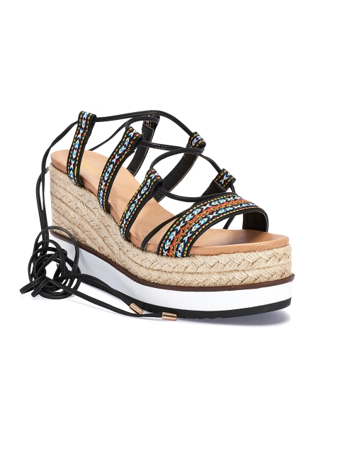 

Truffle Collection Women Black Woven Wedges