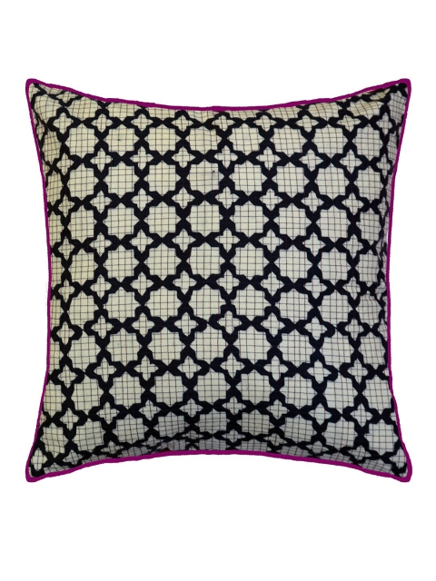 

SPACES White & Navy Blue Ethnic Motifs Square Cushion Covers