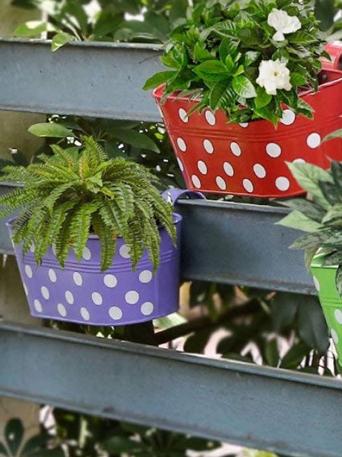 

Leafy Tales Purple & White Hanging Planters