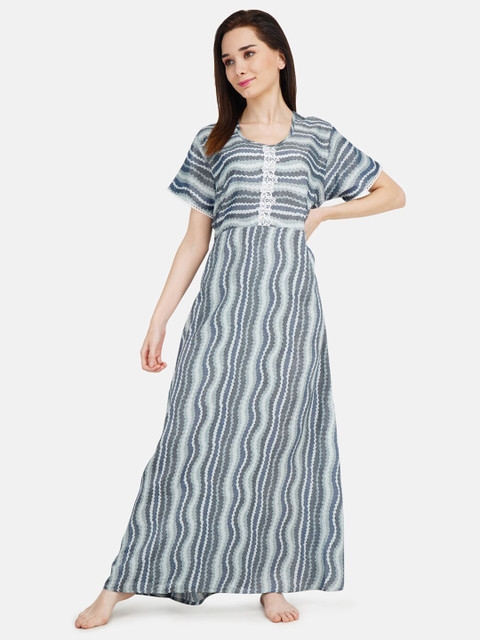 

KOI SLEEPWEAR Blue Printed Maxi Nightdress
