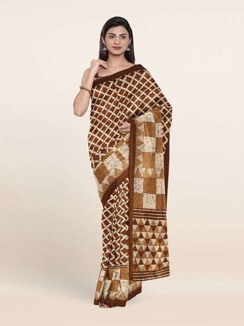 

Pothys Brown & Beige Printed Saree