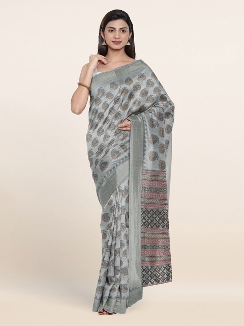 

Pothys Grey & Red Ethnic Motifs Saree