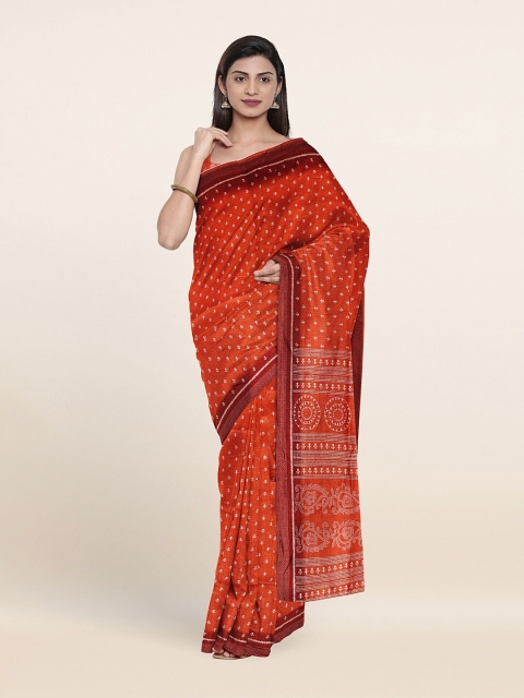 

Pothys Rust & White Ethnic Motifs Printed Saree