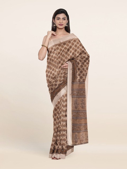

Pothys Beige & Brown Printed Saree