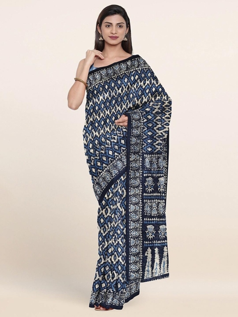 

Pothys Blue & White Batik Printed Saree