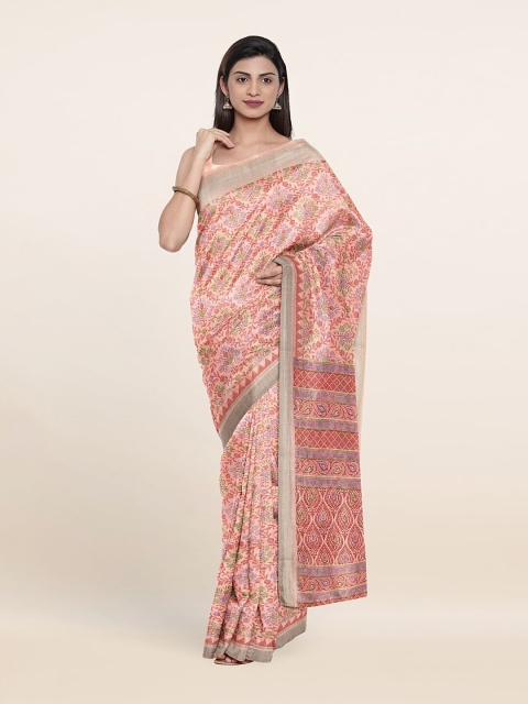 

Pothys Pink & Purple Floral Printed Saree