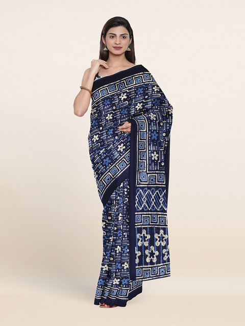 

Pothys Blue & White Floral Saree