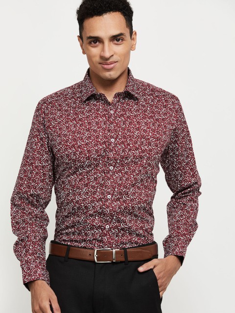 

max Men White Floral Printed Casual Shirt