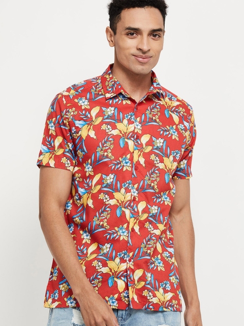 

max Men Red Floral Printed Casual Shirt