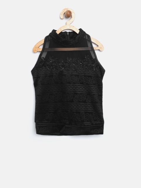 

Tiny Girl Black Self-Design Top