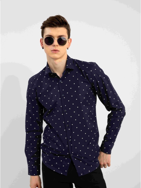 

Snitch Men Blue Slim Fit Printed Party Shirt