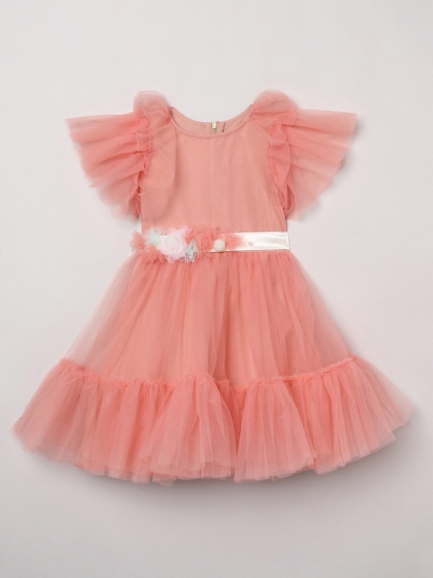 

BYB PREMIUM Peach-Coloured Net Dress