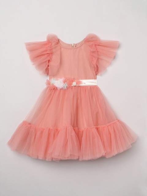 

BYB PREMIUM Peach-Coloured Net Dress