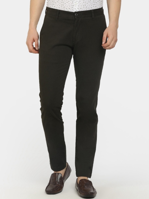 

Cherokee Men Olive Green Solid Classic Cotton Trousers
