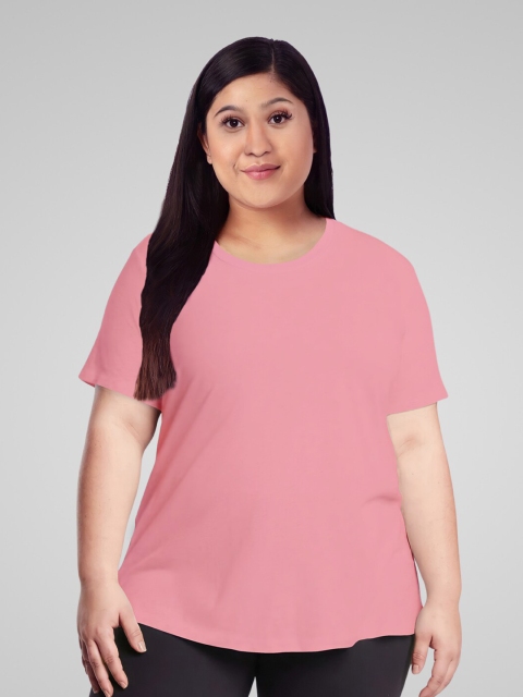

Pootlu Women Pink Drop-Shoulder Sleeves T-shirt