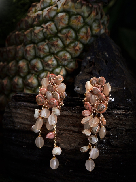 

D'oro Peach-Coloured Contemporary Drop Earrings