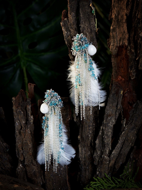 

D'oro Turquoise Blue Contemporary Drop Earrings